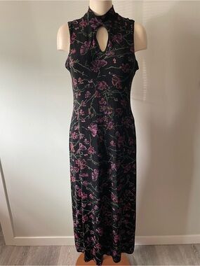 90s Y2K Vintage Mockneck Keyhole Maxi Dress Whimsigoth Grunge Glam Romantic Goth